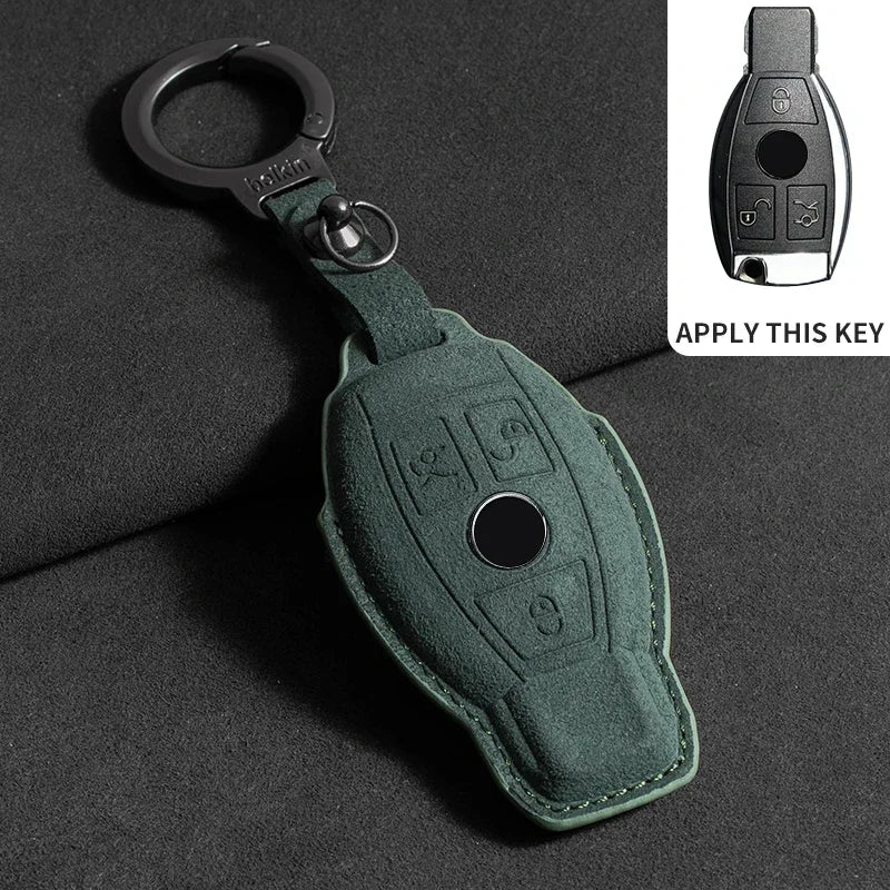 Suede Leather Smart Key Case Cover for Mercedes-Benz E-Class, C-Class 2018–2020