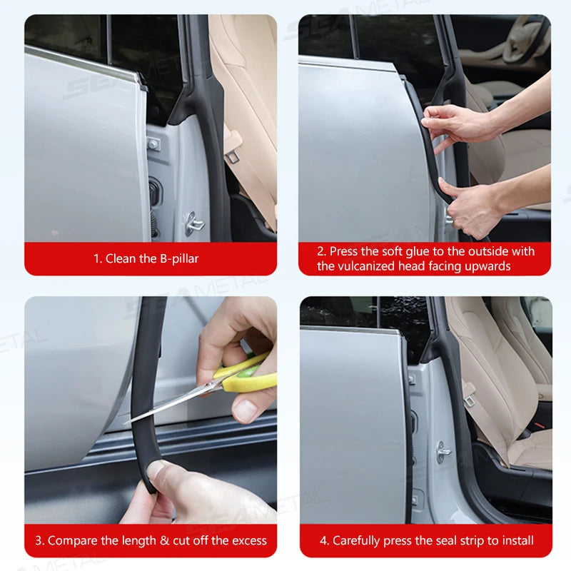 SEAMETAL Car Door Edge Guard Strip B Pillar Rubber Trim Scratch Protector