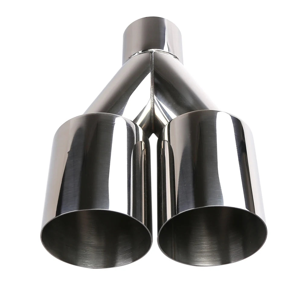 63mm Y Shape Dual Exhaust Tip Stainless Steel Double Outlet Muffler Pipe