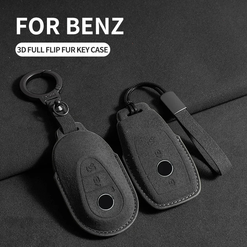 Suede Leather Smart Key Case Cover for Mercedes-Benz E-Class, C-Class 2018–2020