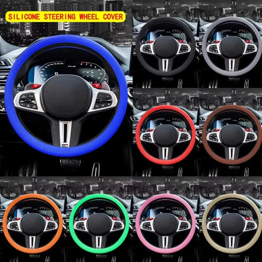 Silicone Car Steering Wheel Cover Elastic Non-Slip Protective 32-40cm