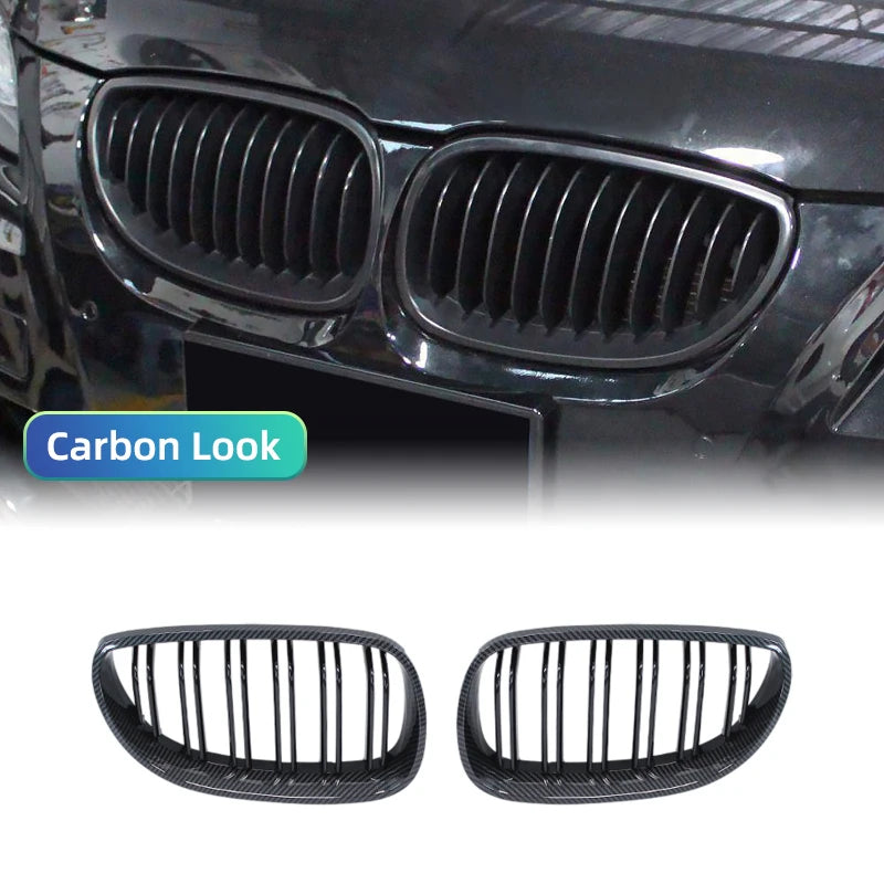 Gloss Black Double Slat Kidney Grille for BMW E60 E61 5 Series 2003–2009