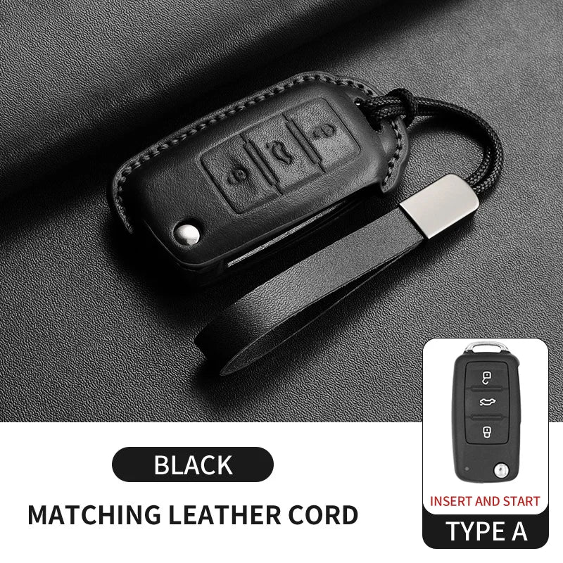 Leather Smart Key Case Cover for Volkswagen Polo, Golf 7 MK7, Tiguan Passat