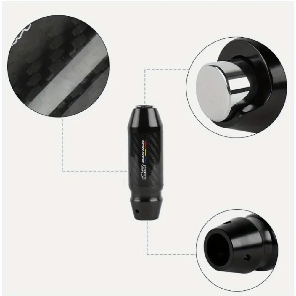 Universal MUGEN Style Carbon Fiber Aluminum Automatic Gear Shift Knob Black