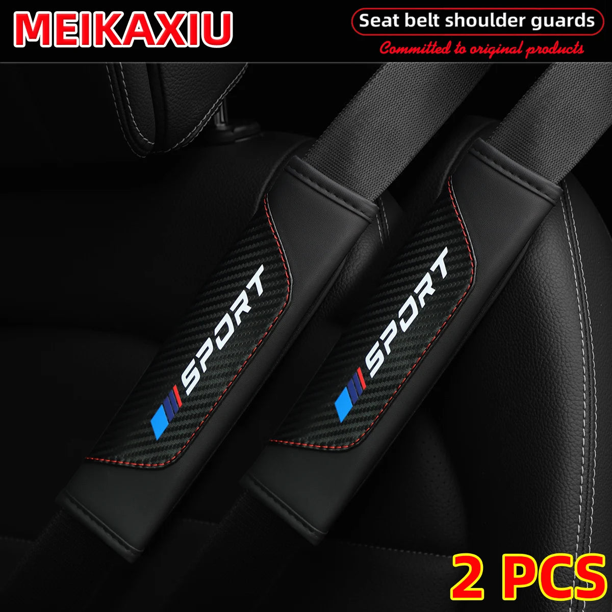SPORT PU Leather Carbon Fiber Seat Belt Shoulder Pads Universal Safety Belt Covers