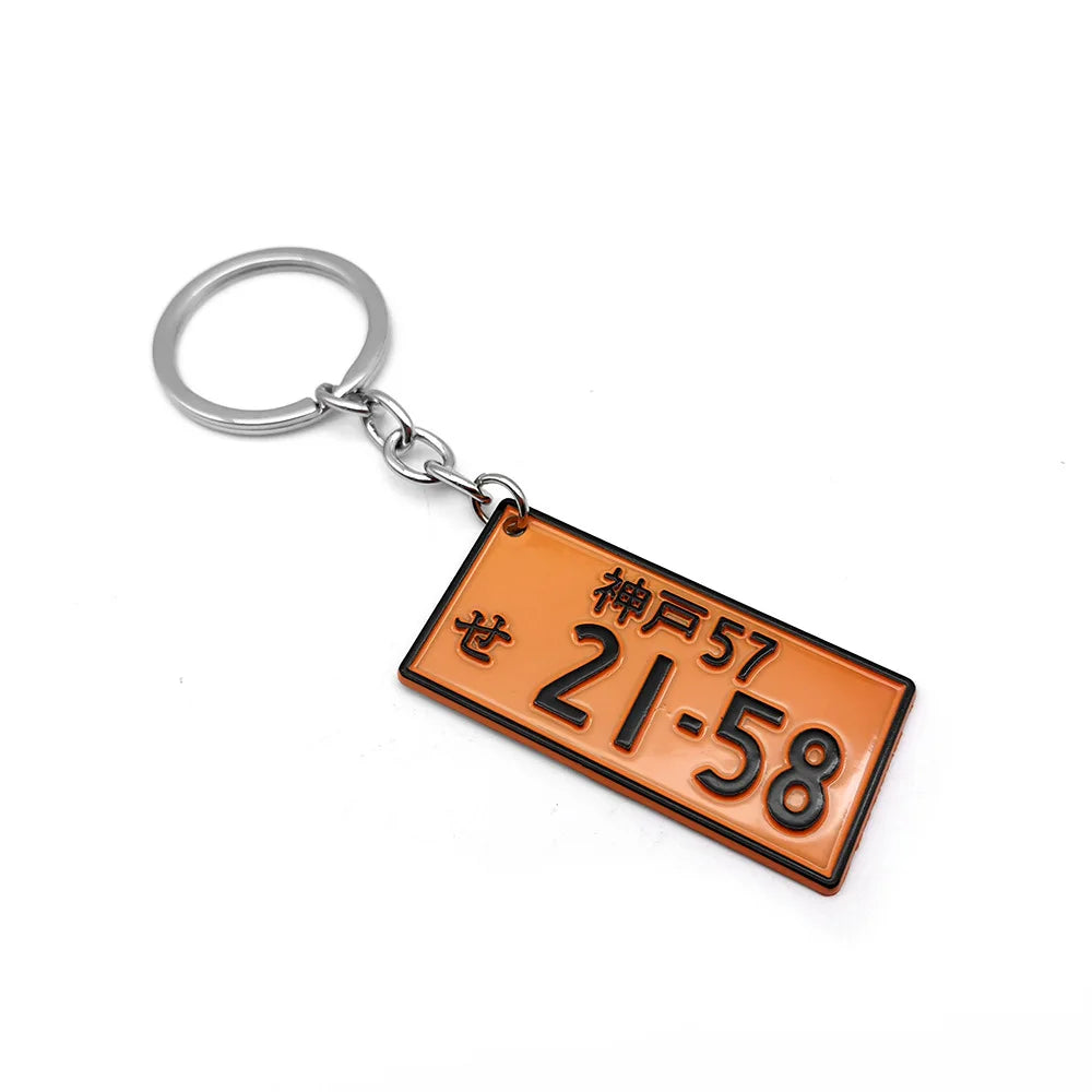 JDM Japanese License Plate Keychain 3D Metal Number Tag Tokyo Osaka Car Key Ring