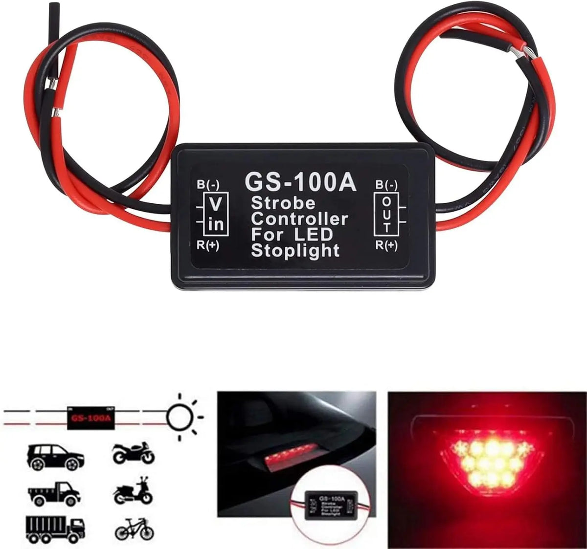 GS-100A LED Brake Light Strobe Flasher Controller 12V 24V CD0102