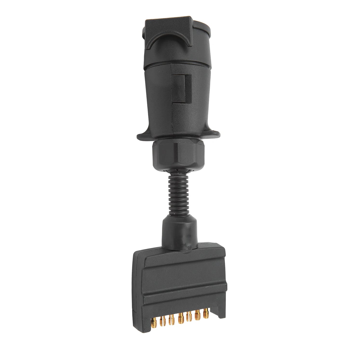 7-Pin Round Female to 7-Way Flat Male Trailer Adapter Plug for Caravan, Boat