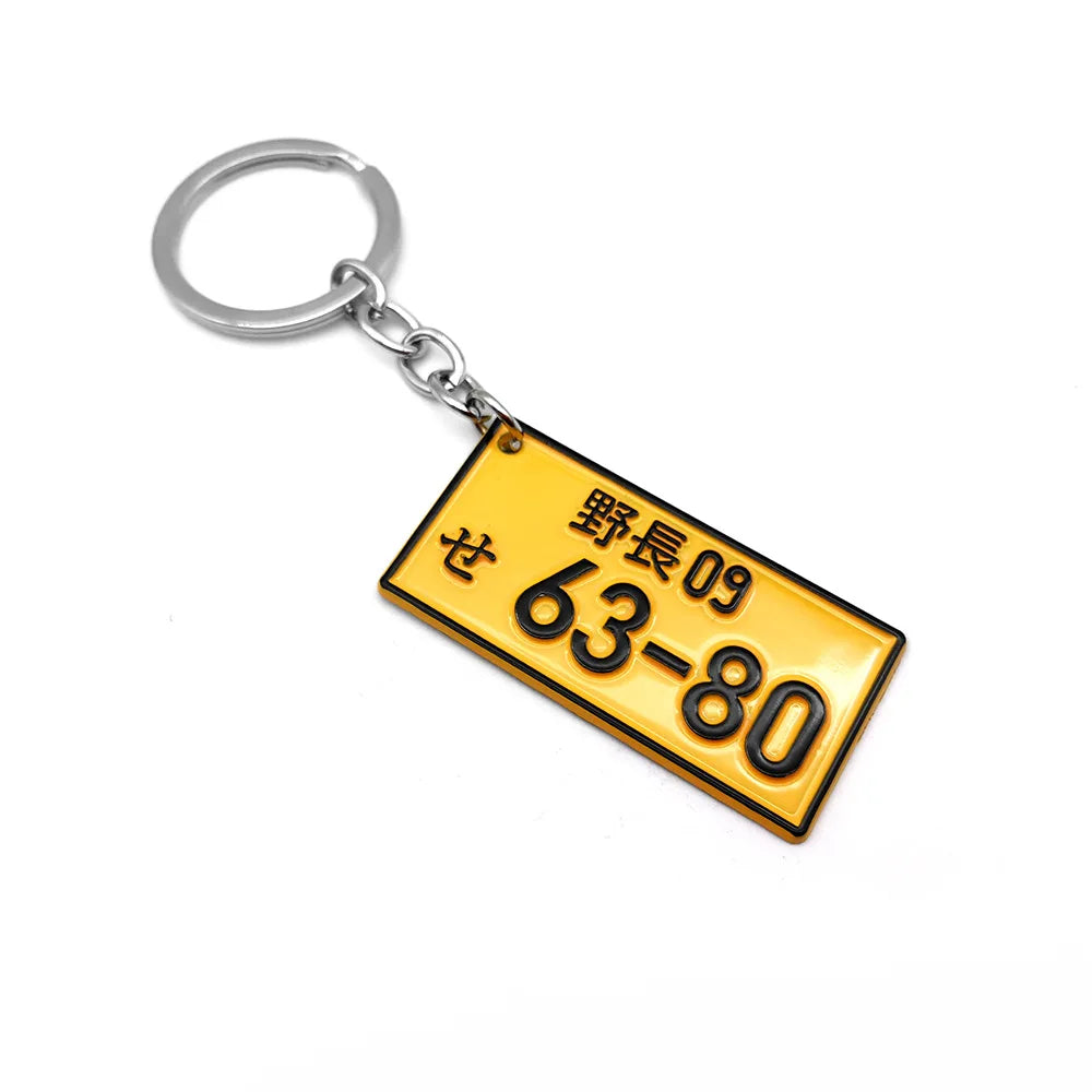 JDM Japanese License Plate Keychain 3D Metal Number Tag Tokyo Osaka Car Key Ring