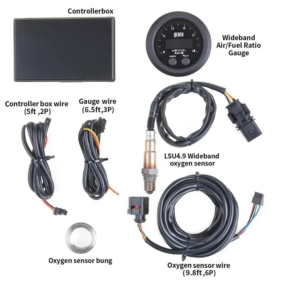 52MM Universal Air Fuel Ratio Gauge 12V LED Digital Wideband O2 Oxygen Sensor