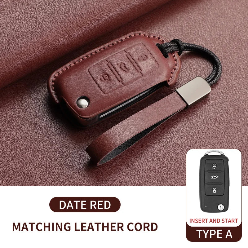 Leather Smart Key Case Cover for Volkswagen Polo, Golf 7 MK7, Tiguan Passat