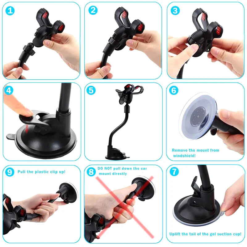 360° Rotating Car Phone Holder Suction Cup Flexible Mount iPhone Samsung