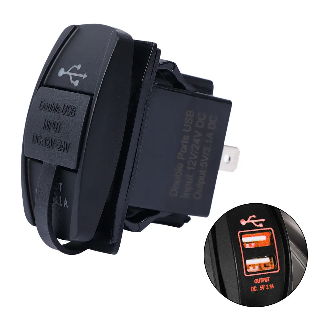 Universal Dual USB 12V Car Charger 2-Port 3.1A/4.2A Waterproof USB Power Adapter