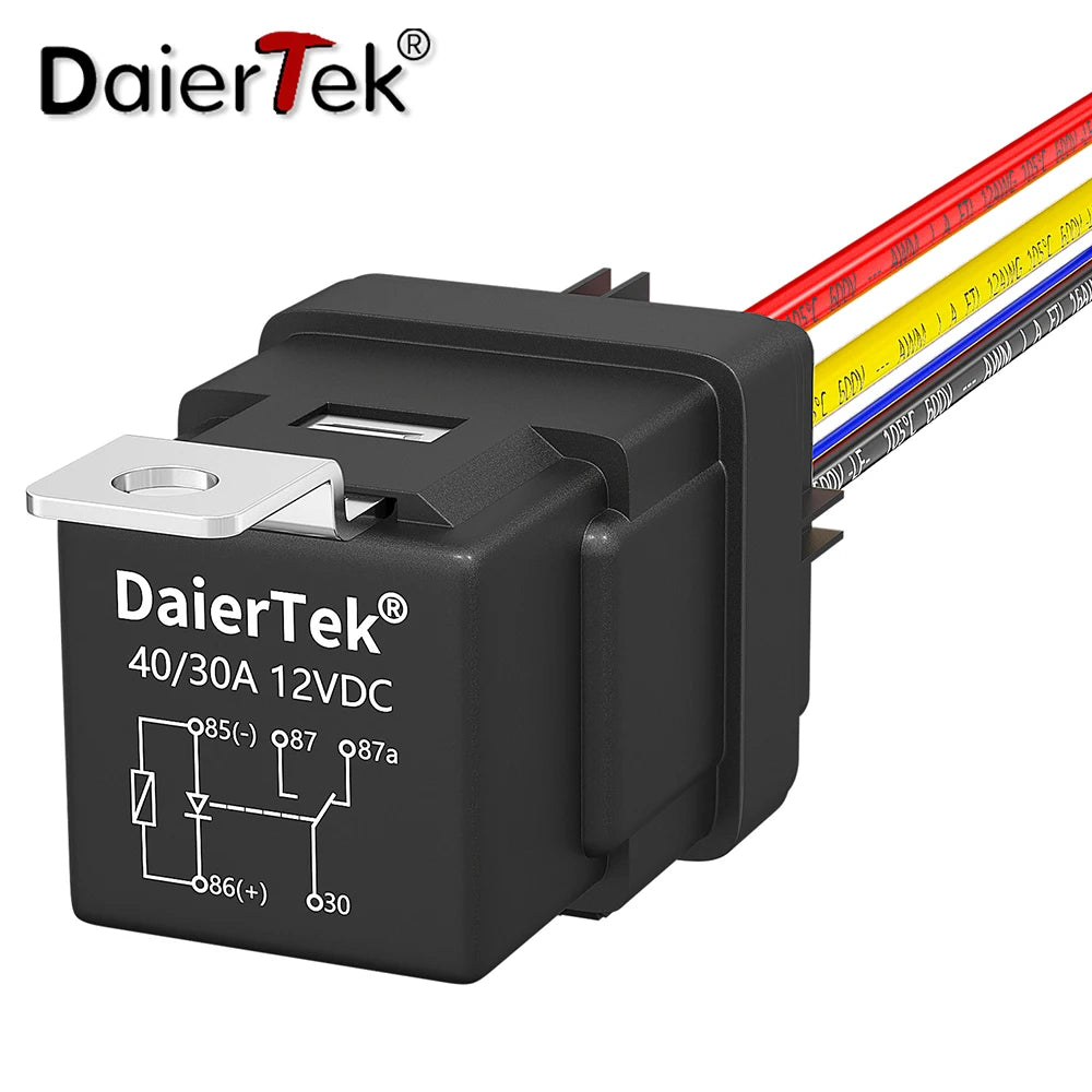 12V 40A 5 Pin SPDT Waterproof Automotive Relay with 14AWG Harness