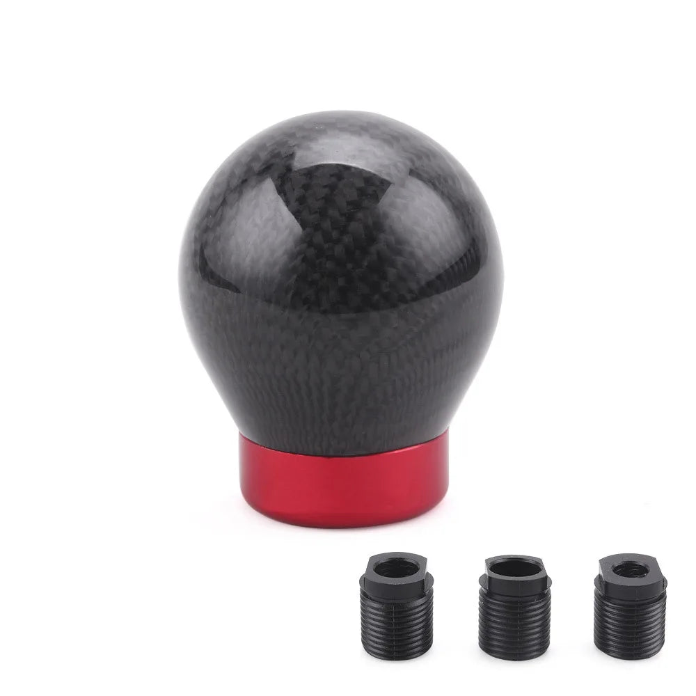 JDM Carbon Fiber Ball Gear Shift Knob Manual Shifter 3 Adapters