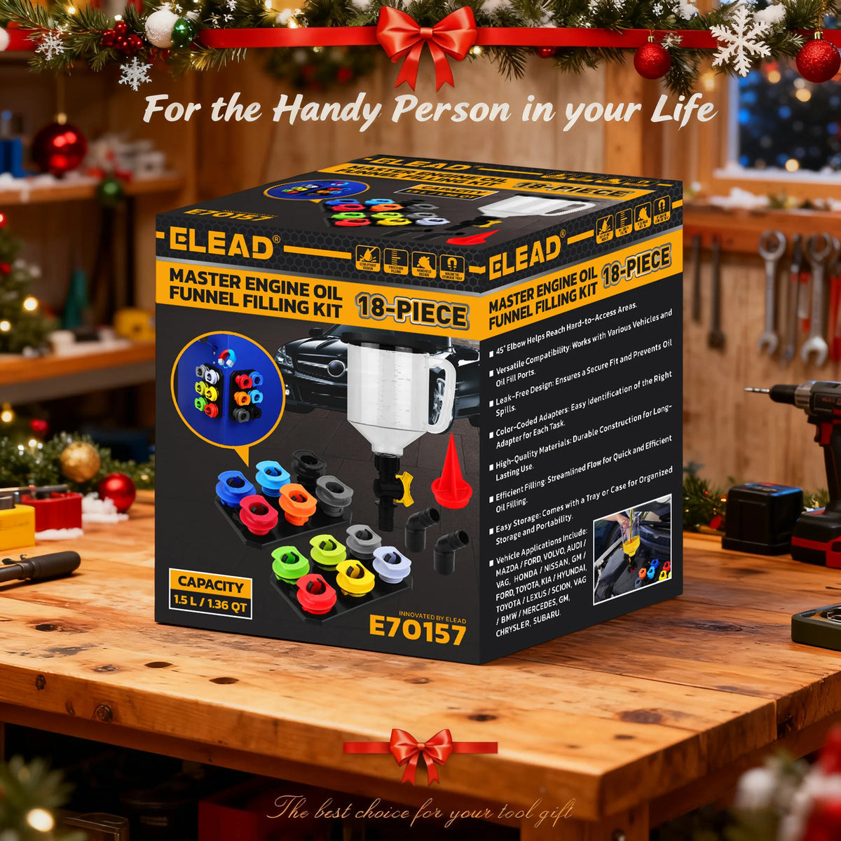 18Pcs Engine Oil Funnel Filling Kit 1.5L Coolant Funnel Set Automotive Tool