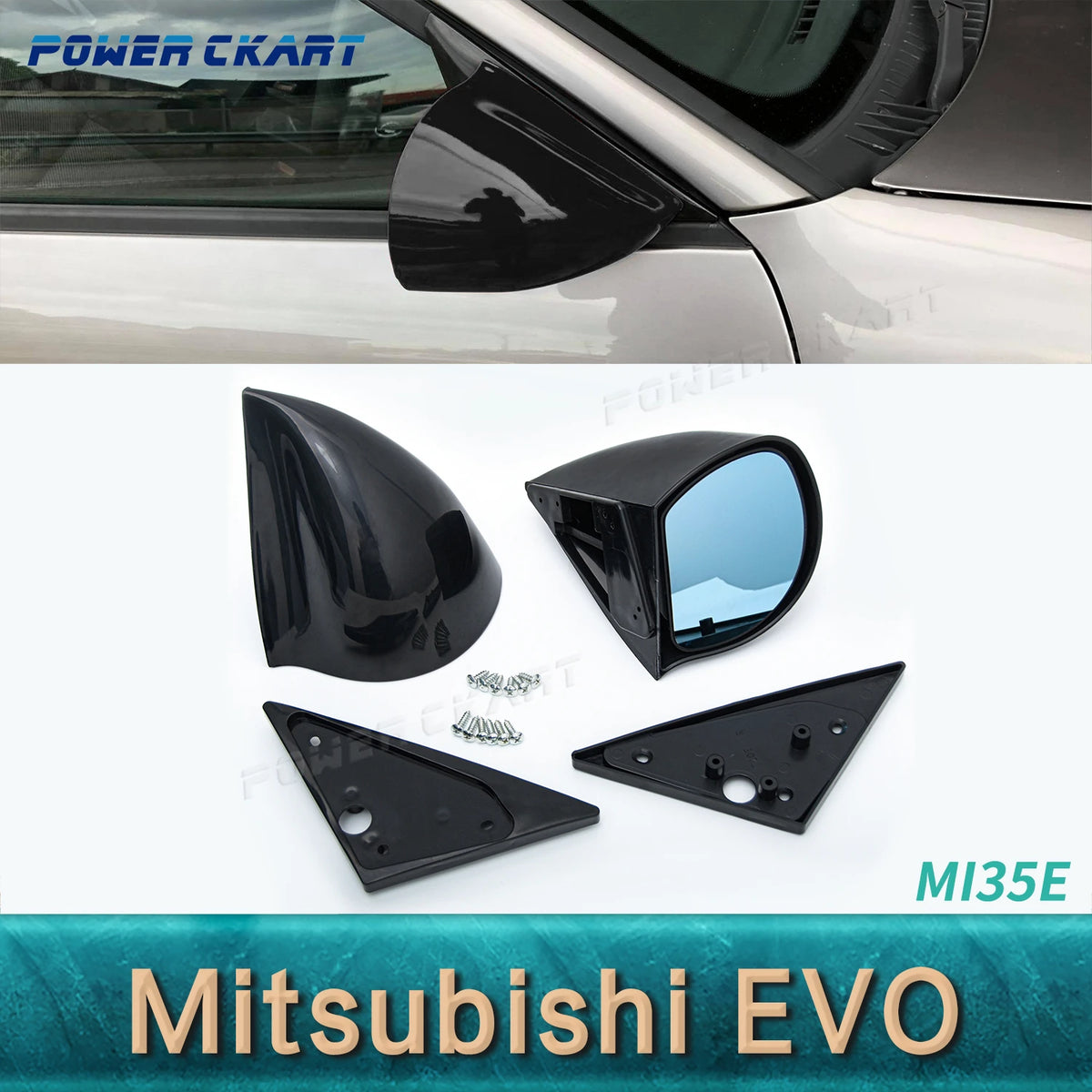 JDM Side Mirror Black Manual Adjust Rearview Mirror for Honda Civic Mitsubishi EVO