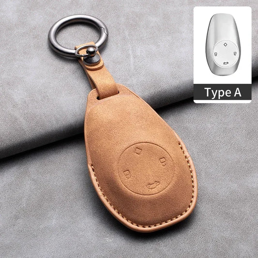 Leather Car Key Case with Keychain for Leapmotor T03, S01, C01 & C11 2023+