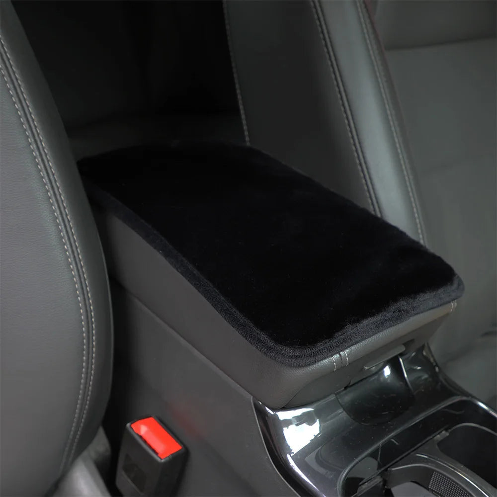 Winter Plush Car Armrest Cushion Soft Center Console Armrest Cover