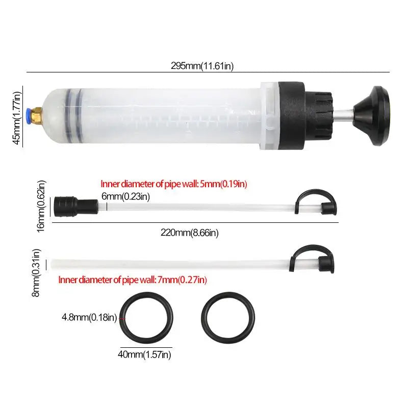 200/500CC Manual Fluid Transfer Syringe Pump Oil Fuel Brake Fluid Extractor