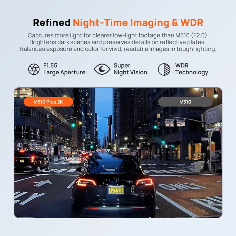 70mai M310 Plus 2K 1440P Dash Cam with F1.55 Aperture, Super Night Vision