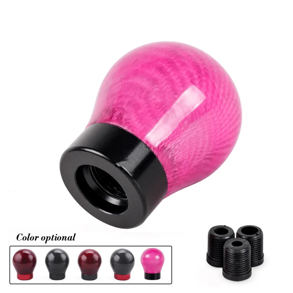 JDM Carbon Fiber Ball Gear Shift Knob Manual Shifter 3 Adapters