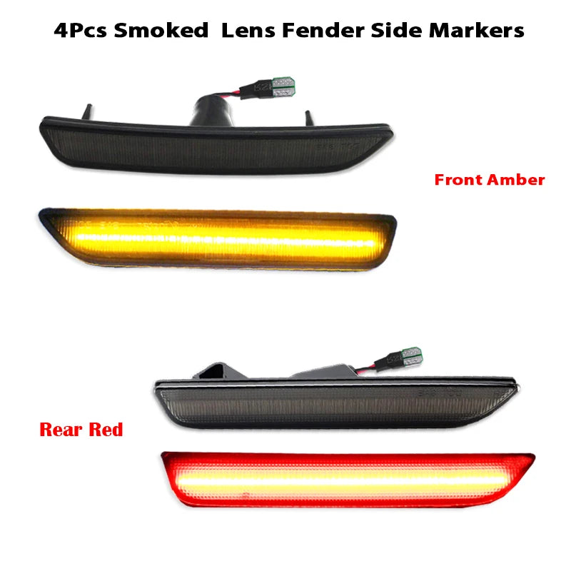 2PCS White Red Amber LED Front Rear Side Indicator for Ford Mustang 2010-2014