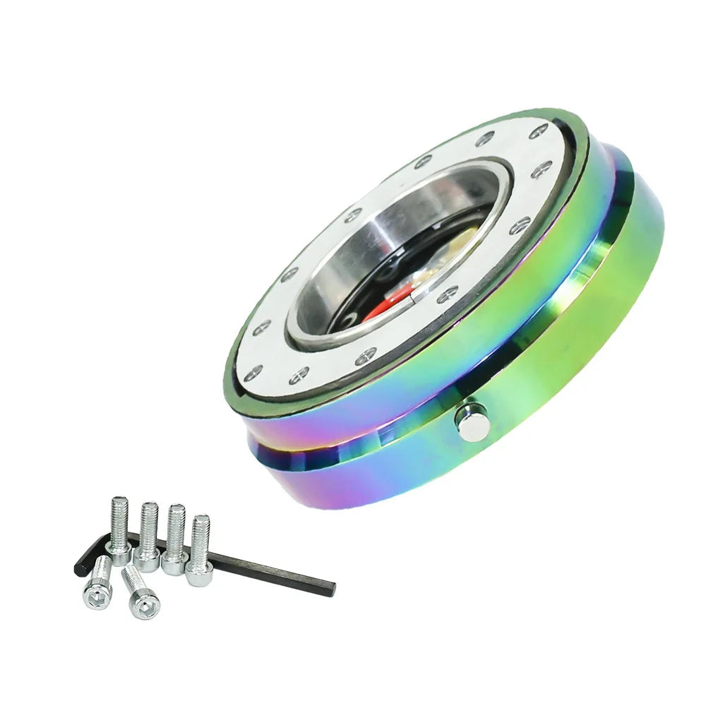 Red 1 Inch Thin 6-Hole Steering Wheel Quick Release Hub Adapter Kit JDM