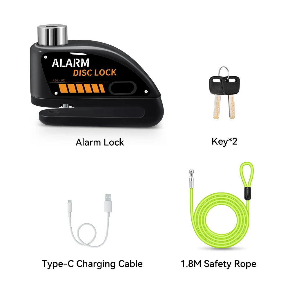 Motorcycle Alarm Disc Brake Lock 120dB Anti Theft Wheel Lock Scooter Bicycle