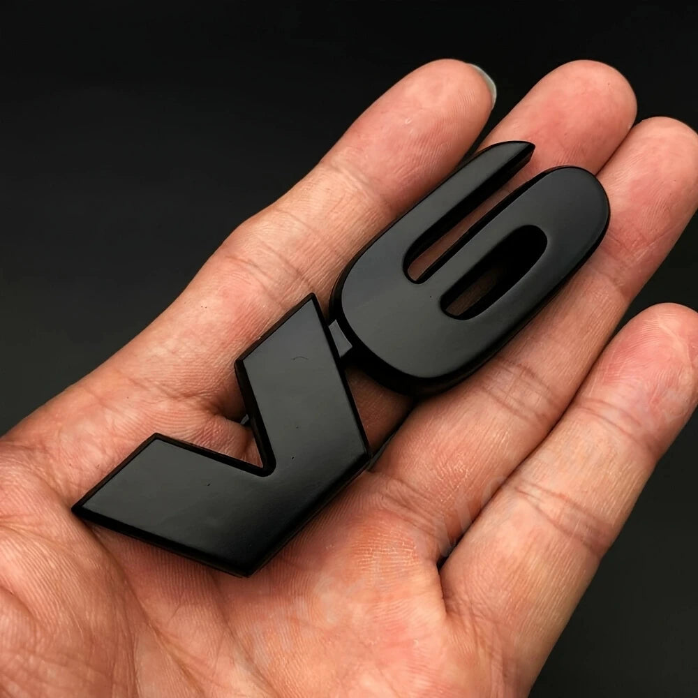 V6 3D Matte Black Emblem Badge Sticker Car Trunk Rear Side SUV Truck