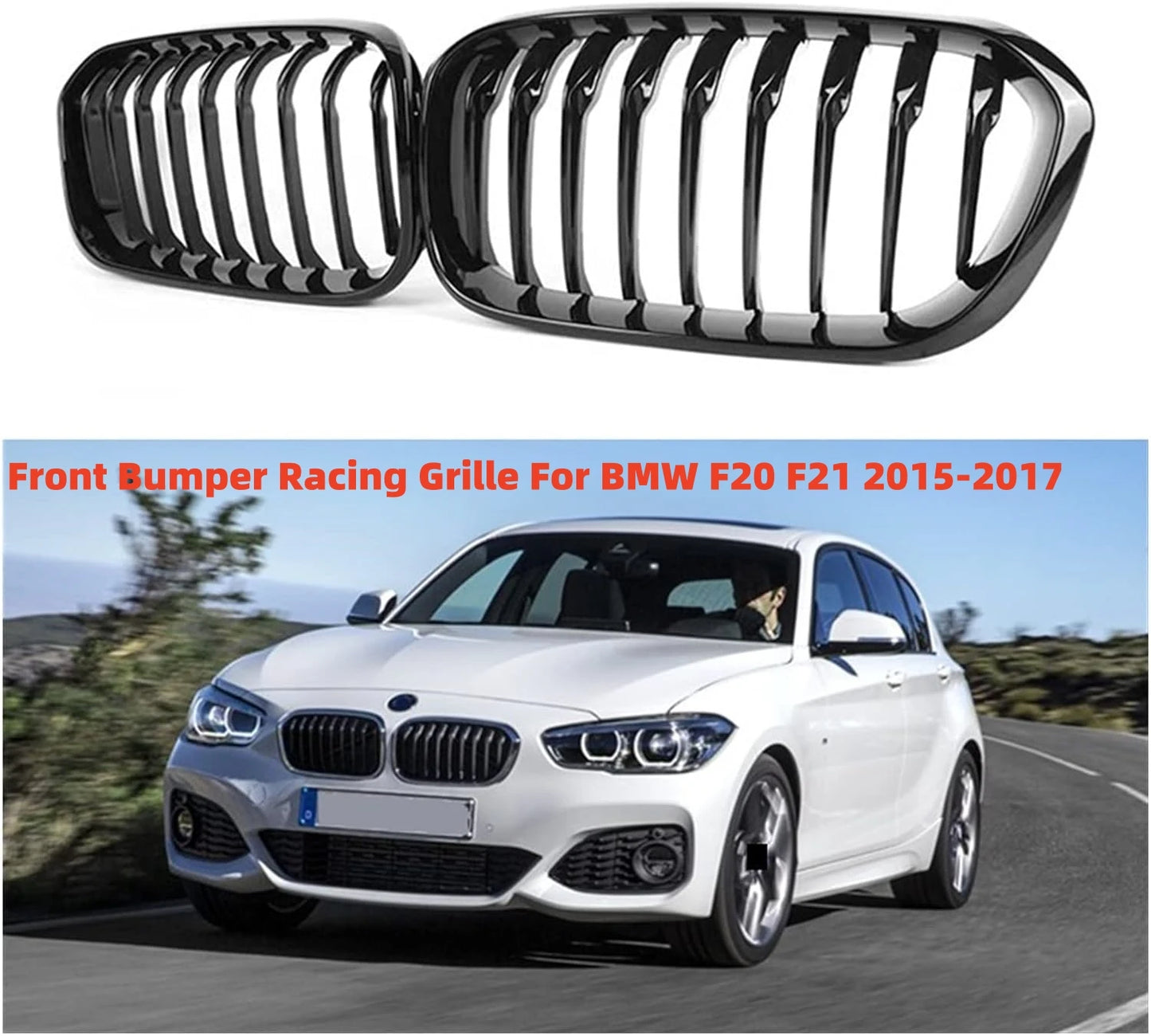 Gloss Black Kidney Grille for BMW 1 Series F20 F21 LCI 2015–2017