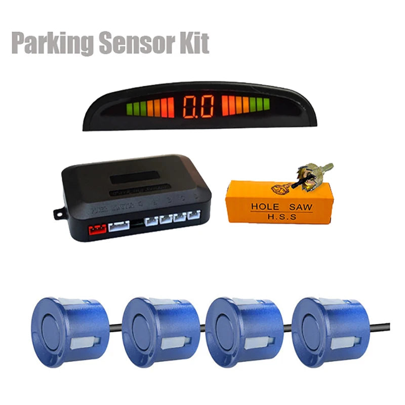 Car LED Parking Sensor Kit 4 Radar Sensors Digital Display Reverse Alarm System