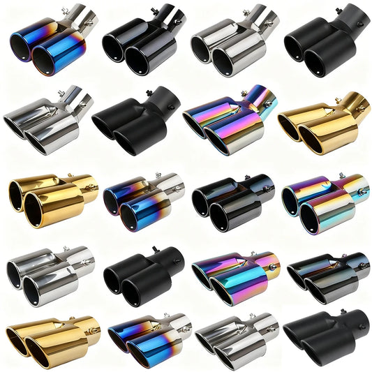 Universal Dual Slant Cut Stainless Steel Exhaust Tip 63mm Inlet 63 Outlet