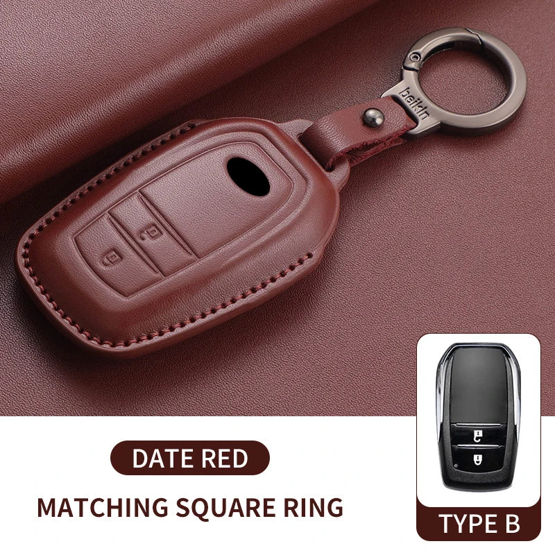 Leather Smart Key Case Cover for Toyota Prius, Camry, Corolla, Avalon, C-HR, RAV4