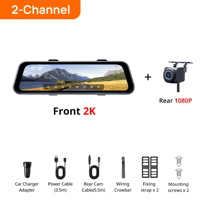 70mai S410 Rearview Mirror Dash Cam 9.35" Touch Display with Front 2K