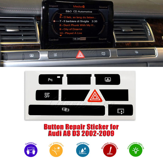 Button Repair Stickers for Audi A8 Dashboard Seat Adjustment Fuel & Trunk Switch