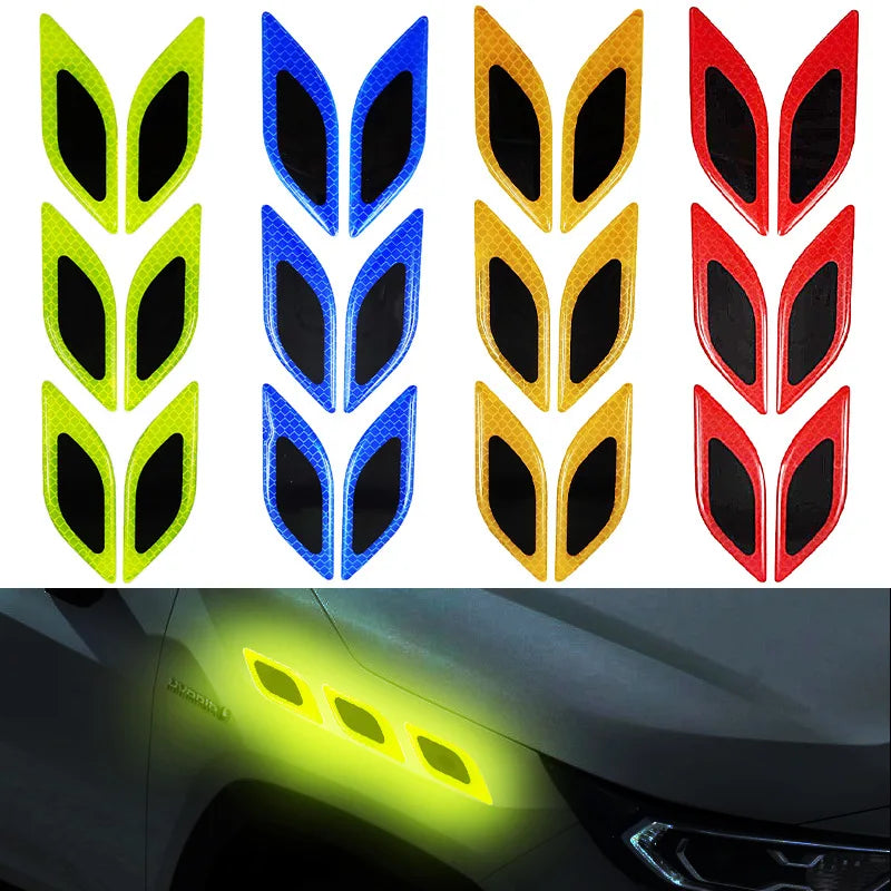 6PCS Reflective Anti-Scratch Safety Warning Stickers for Cars Trucks SUVs