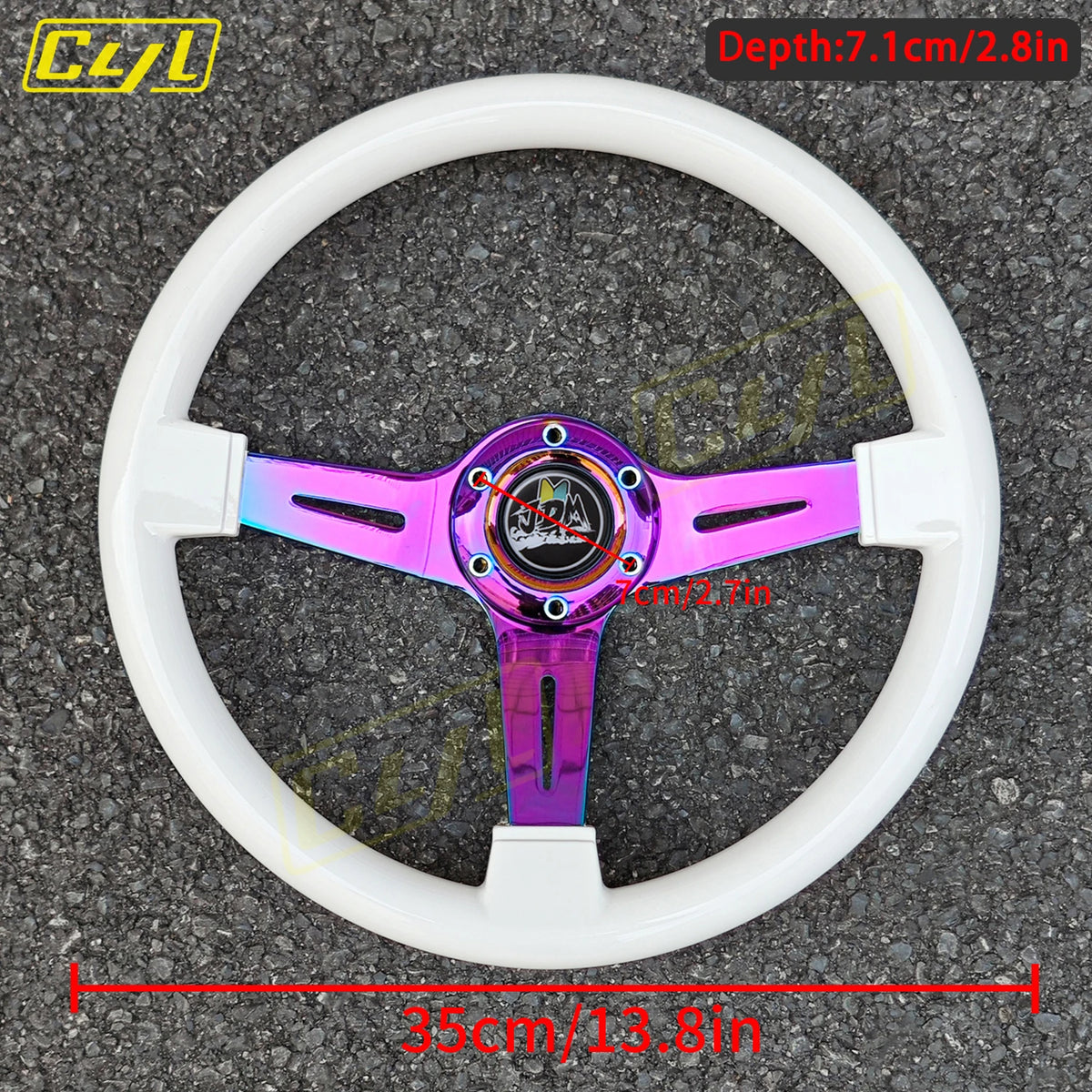 JDM Pink Black White ABS Steering Wheel Neo Chrome Spoke Deep Dish Drift Wheel