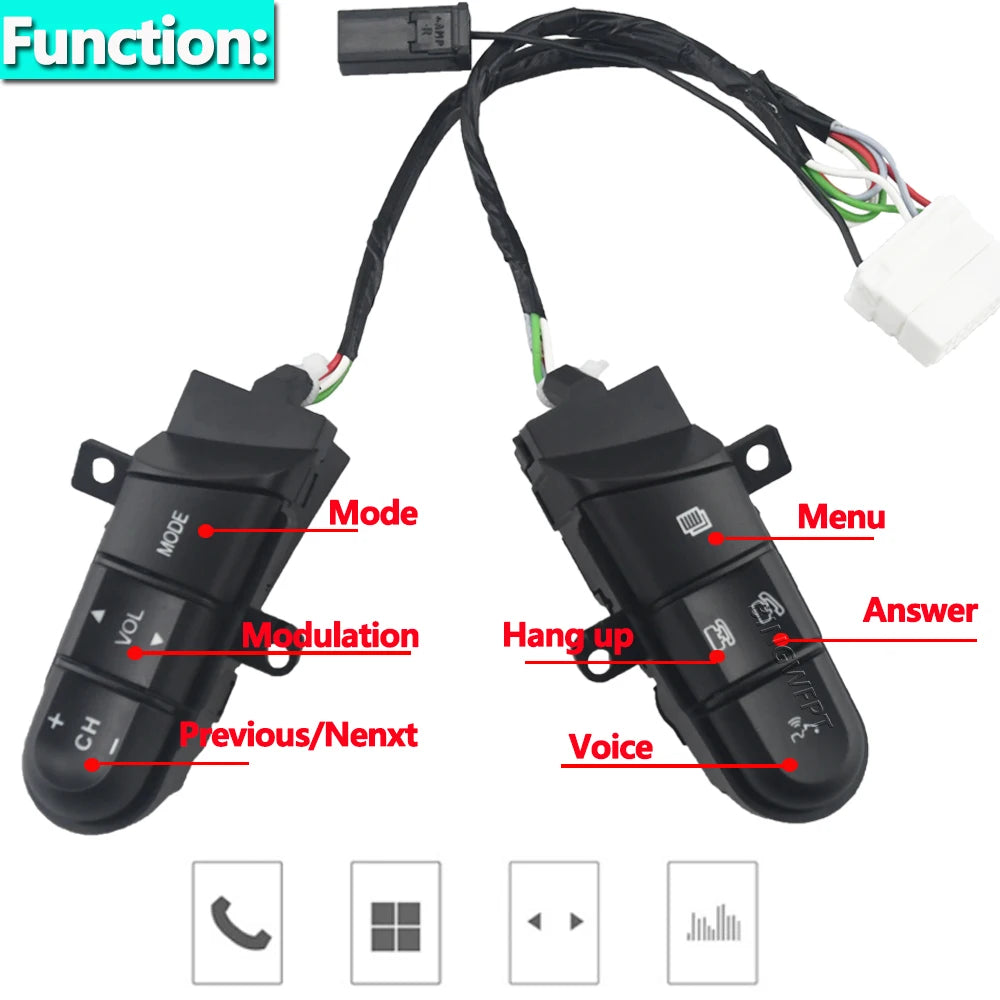 Steering Wheel Audio Control Buttons Green Light for Honda Civic 2006-2011