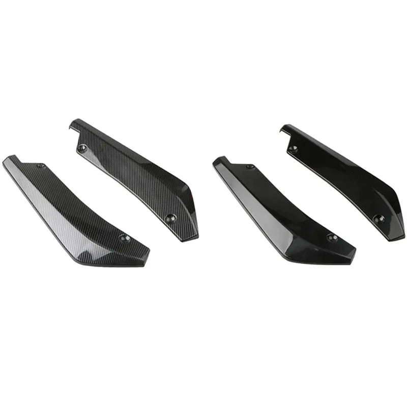 2PCS Universal Rear Bumper Lip Splitter Spoiler Black Carbon Fiber