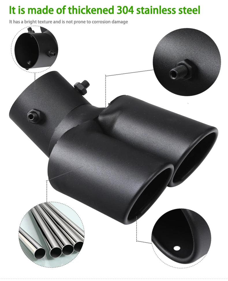 Universal Dual Slant Cut Stainless Steel Exhaust Tip 63mm Inlet 63 Outlet