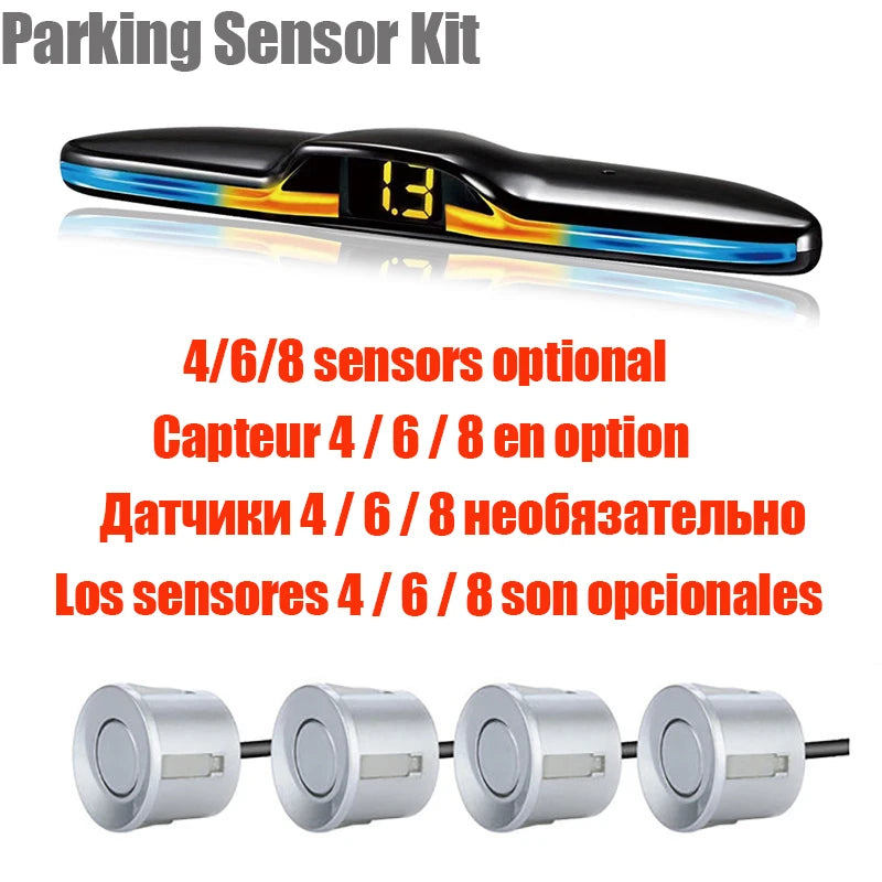 Car Parking Sensor Kit 4/6/8 Radar Sensors LED Display Reverse Backup System