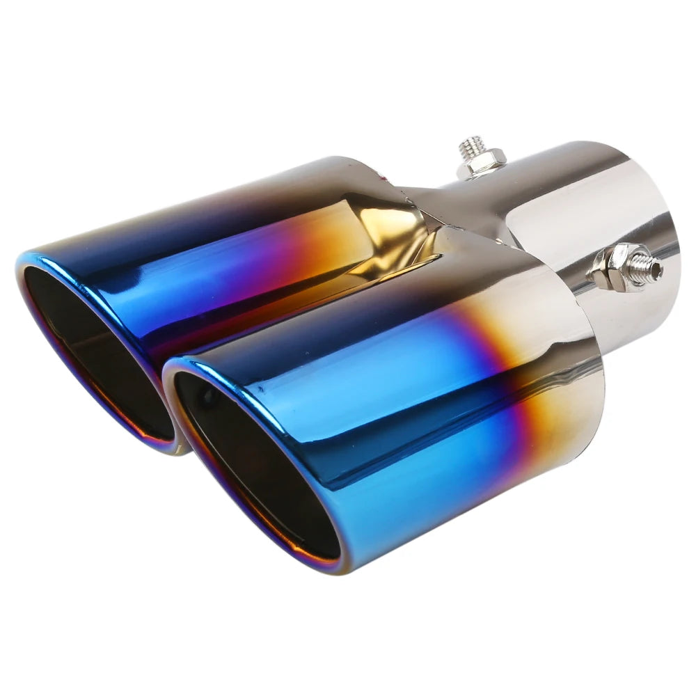 Universal Dual Slant Cut Stainless Steel Exhaust Tip 63mm Inlet 63 Outlet