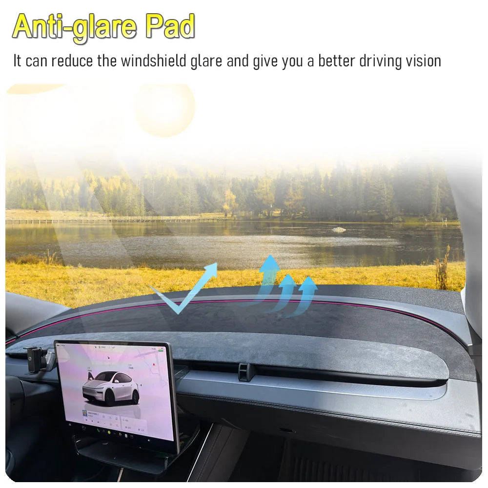 Suede Dashboard Cover Dash Mat for Tesla Model Y Juniper 2025-2026