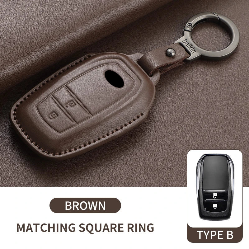 Leather Smart Key Case Cover for Toyota Prius, Camry, Corolla, Avalon, C-HR, RAV4