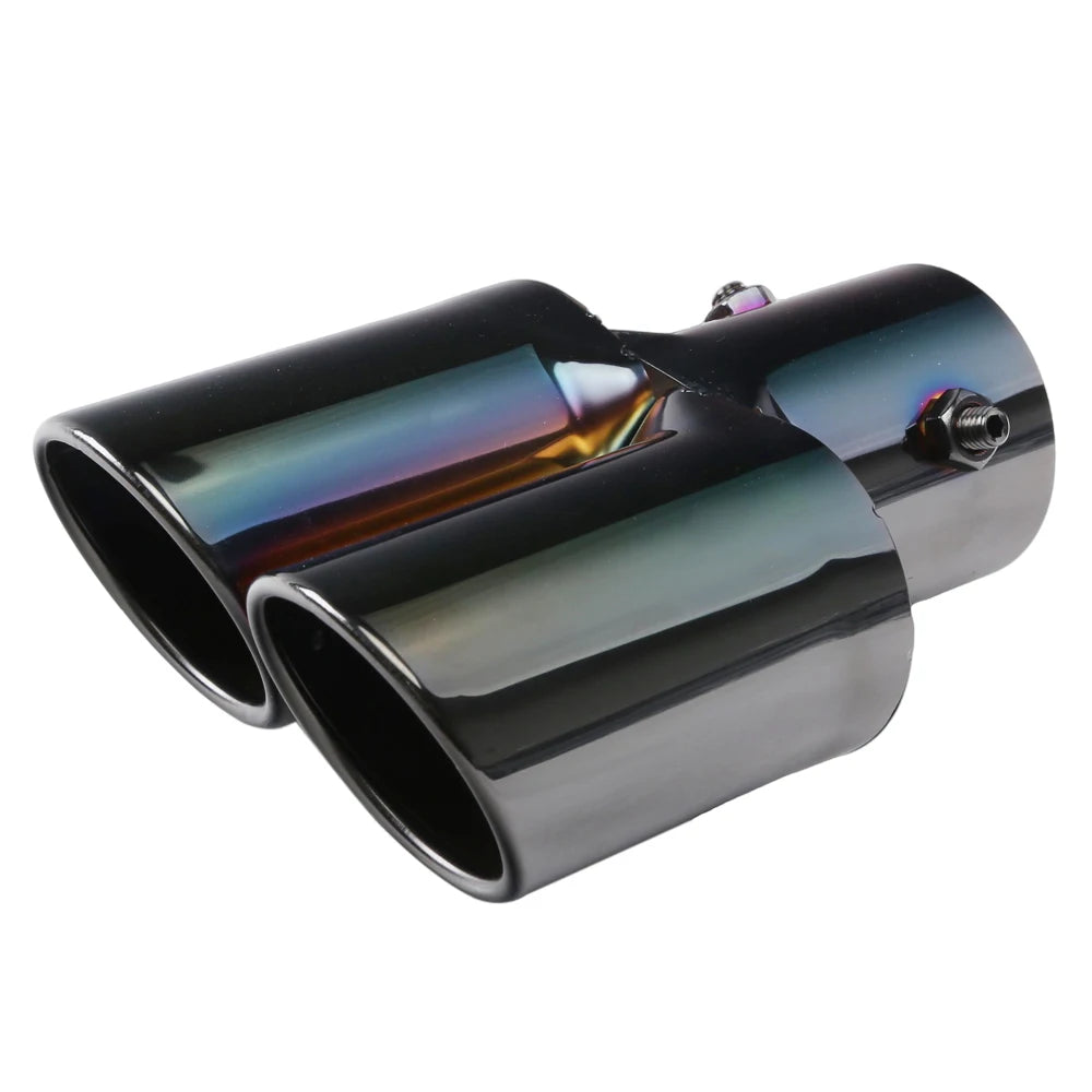 Universal Dual Slant Cut Stainless Steel Exhaust Tip 63mm Inlet 63 Outlet