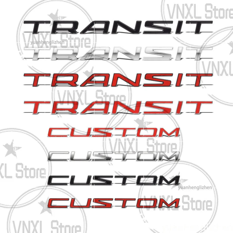 3D Metal Alloy Transit Custom Badge Emblem Sticker for Ford Van Camper Trunk