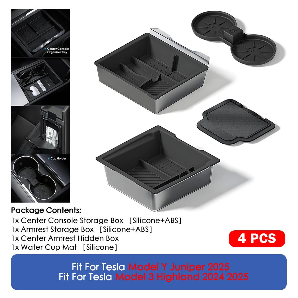 Center Console Organizer Tray for Tesla Model Y Juniper & Model 3 Highland 2024–25