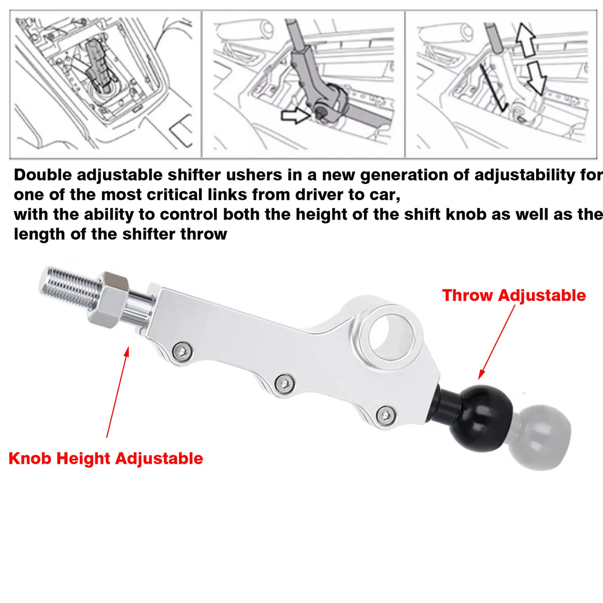 Double Adjustable Short Throw Shifter for Subaru WRX Impreza Legacy Outback