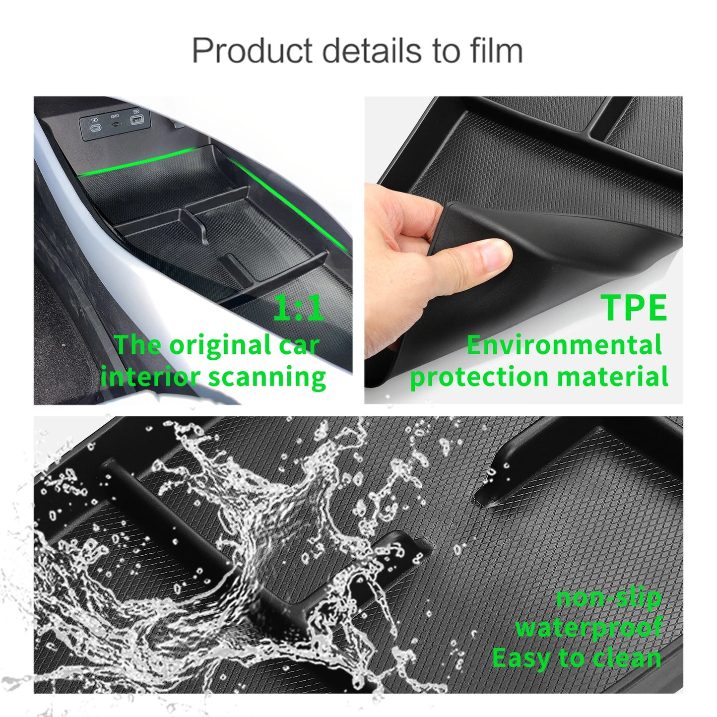 Center Console Lower Storage Box for BYD Seal EV TPE Armrest Organizer Tray